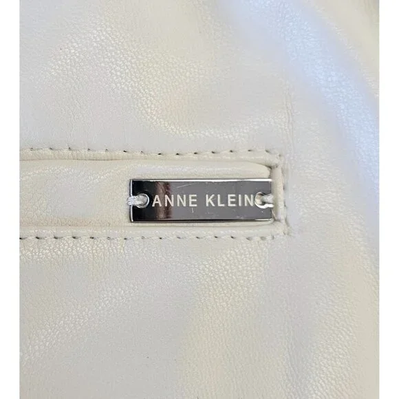 Anne Klein White Faux Leather Women's Cropped Pants Size XL